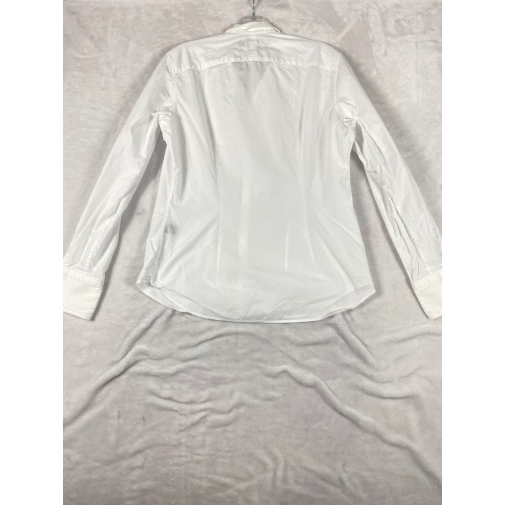 Ralph Lauren Black Label Shirt Women Sz 10 White Pleats Old Money Quiet Luxury - Picture 12 of 14